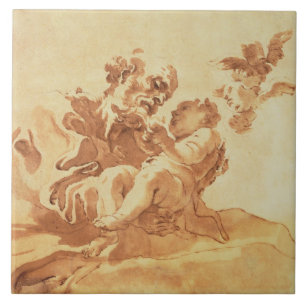St Joseph, der das Christus-Kind verehrt (Stift, Fliese