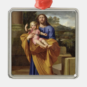 St Joseph, der den Säugling Jesus, 1665 trägt Silbernes Ornament