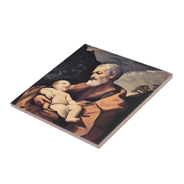 St Joseph durch Guido Reni Fliese (Seite)