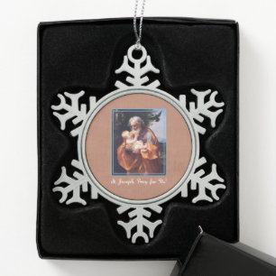 St. Joseph-Feiertag mit Jesuskind Schneeflocken Zinn-Ornament