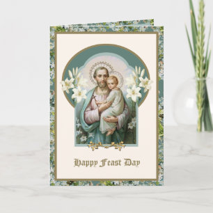 St. Joseph Fest Jesus floral Religious Vintag Ca Karte