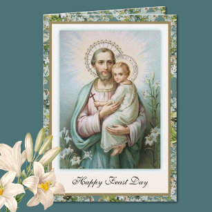 St. Joseph Fest Jesus floral Religious Vintag Karte