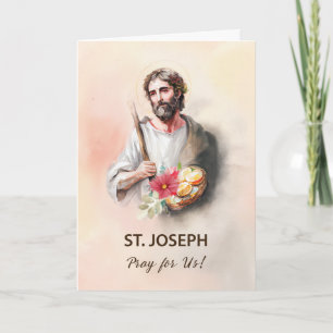 St. Joseph Festtag beten für uns Wasserfarbe Karte