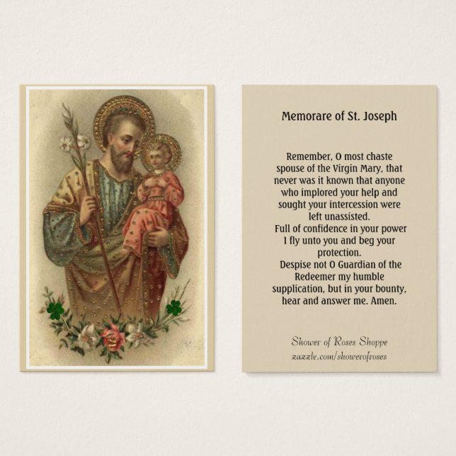 St. Joseph Jesus Memorare Gebet (Vorne & Hinten)
