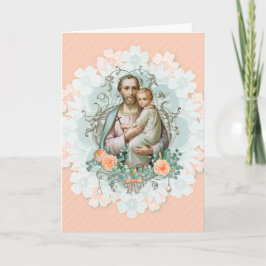 St. Joseph Jesus Religious Floral Vintag Card Karte