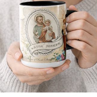 St. Joseph Jesus Vintag-katholische Gebet-Memorare Zweifarbige Tasse