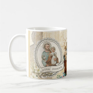 St. Joseph Jesus Vintage katholische Gebet-Memorar Kaffeetasse