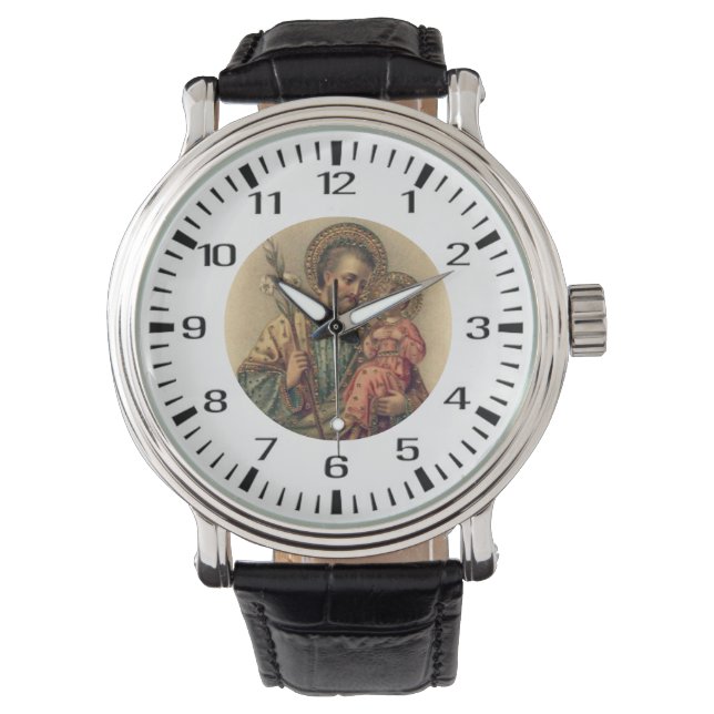St. Joseph Kind Jesus Traditionelle Lilien Armbanduhr (Vorderseite)
