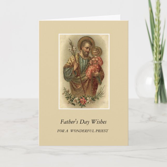 St. Joseph & Kind Jesus Vater Priester Karte (Vorderseite)