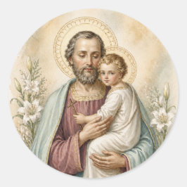 St. Joseph Kind Jesus Vintage Katholische Andacht Runder Aufkleber