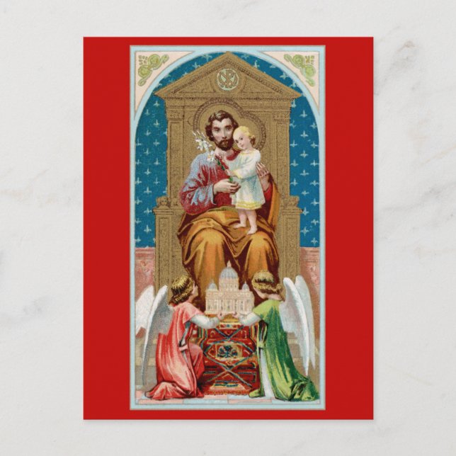 St. Joseph, Kleinkind CC, Engel mit Vatikanmodell Postkarte (Vorderseite)