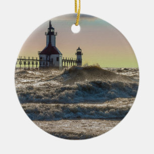 St Joseph Lighthouse Painterly Keramik Ornament