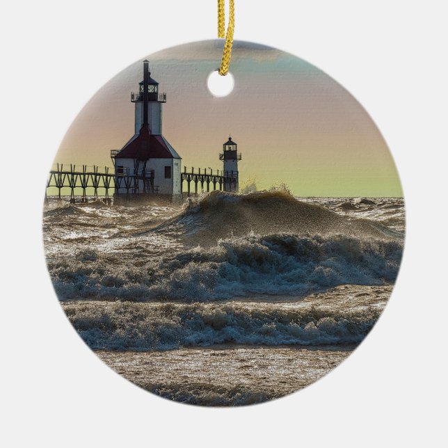 St Joseph Lighthouse Painterly Keramik Ornament (Vorne)