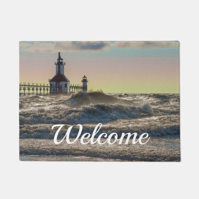 St Joseph Lighthouse Painterly Welcome Doormat Fußmatte (Vorderseite)