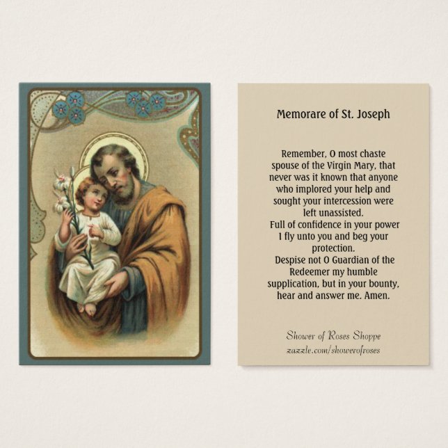 St. Joseph Memorare Holy Card (Vorne & Hinten)