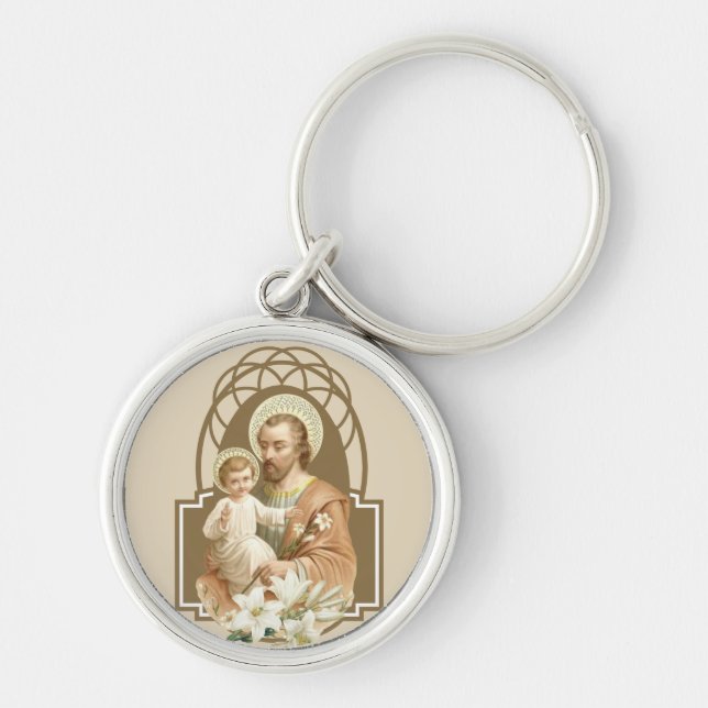 St Joseph mit Baby-Jesus-religiösem Vintagem Schlüsselanhänger (Vorne)
