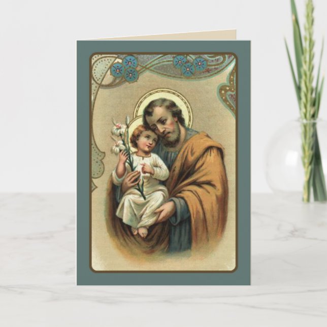 St. Joseph mit dem Baby Jesus Karte (Vorderseite)
