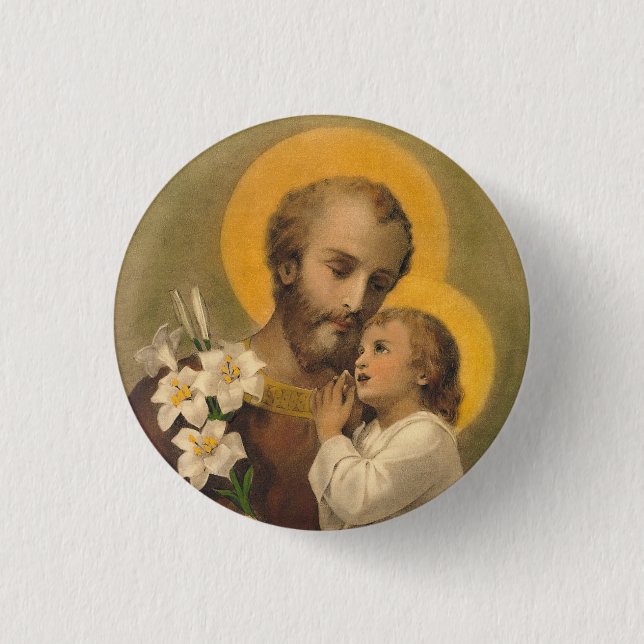 St Joseph mit dem Kind Jesus Button (Vorderseite)