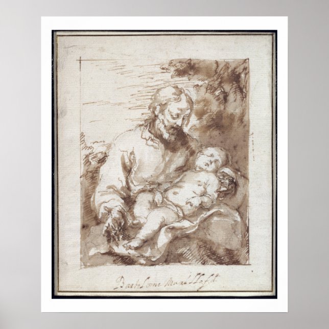 St. Joseph mit dem schlafenden Christkind (Stift & Poster (Vorne)