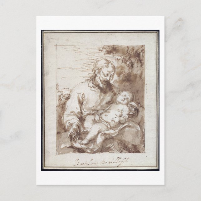 St. Joseph mit dem schlafenden Christkind (Stift & Postkarte (Vorderseite)