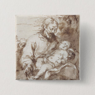 St Joseph mit dem schlafenden Christus-Kind (Stift Button