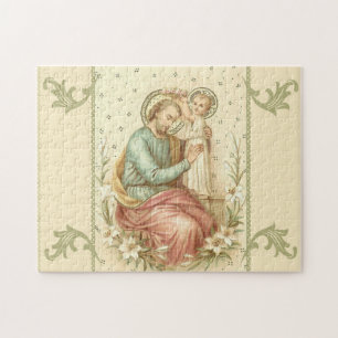 St Joseph mit den Baby-Jesus-Lilien Puzzle