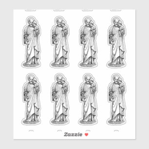 St. Joseph mit Kind Jesus Schwarz und Weiß Aufkleber