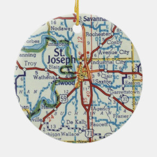 St. Joseph MO Vintage Karte Keramik Ornament