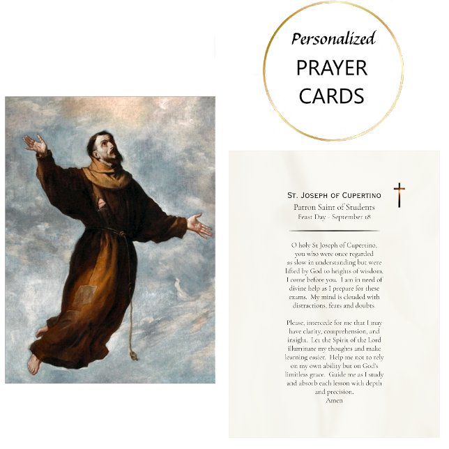 St. Joseph of Cupertino Catholic Prayer Card       Platzkarte (Von Creator hochgeladen)