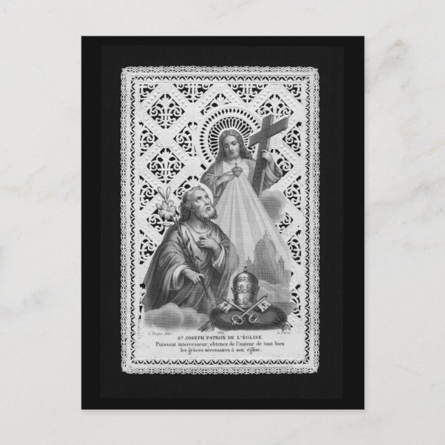 St. Joseph, Papalsymbole und der SHJ (LT 02) Postkarte (Vorderseite)