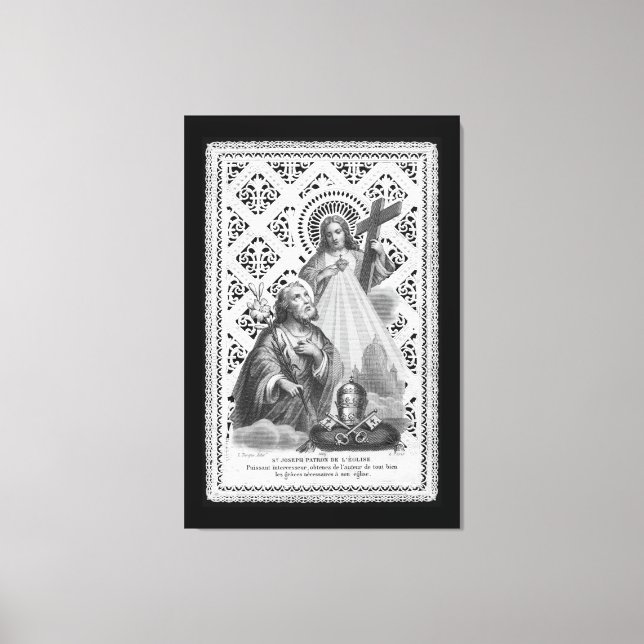 St. Joseph, Papalsymbole und die SHJ (LT 02) Can Leinwanddruck (Vorderseite)