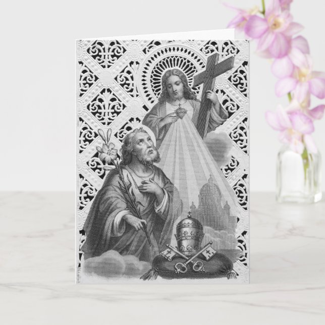 St. Joseph, Papalsymbole und SHJ (Detail; LT 02) Karte (Orchidee)