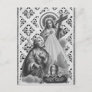 St. Joseph, Papalsymbole und SHJ (Detail; LT 02) Postkarte