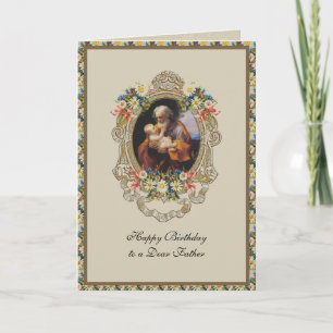 St Joseph Pater Vater Birthday Floral Gebet Karte