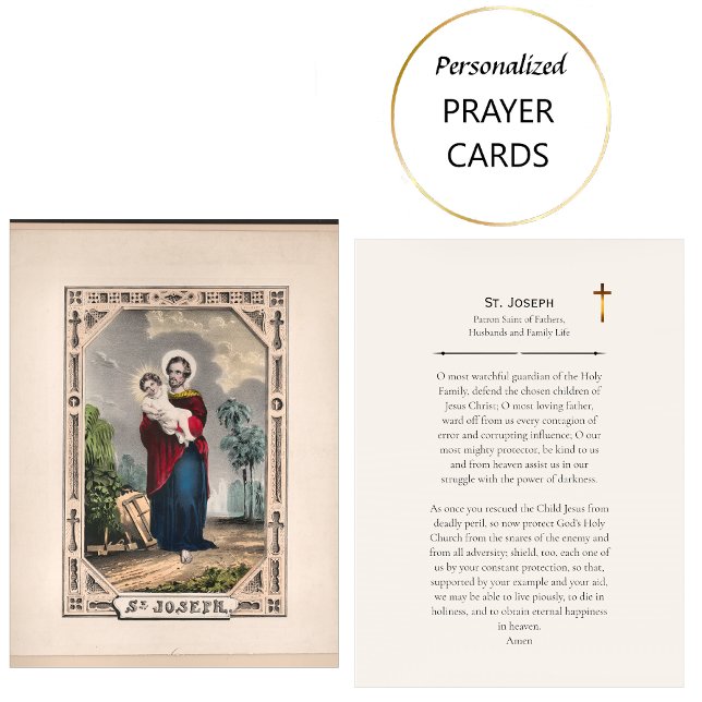 St. Joseph Patron Saint Catholic Prayer Card       Platzkarte (Von Creator hochgeladen)