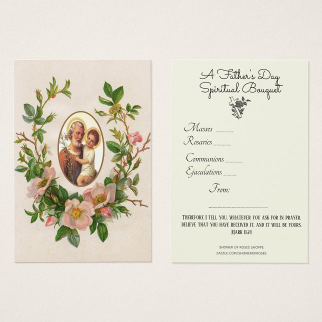St. Joseph Spiritual Bouquet Gebet Heilige Karte (Vorne & Hinten)