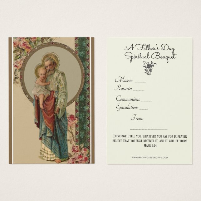 St. Joseph Spiritual Bouquet Gebet Heilige Karte (Vorne & Hinten)