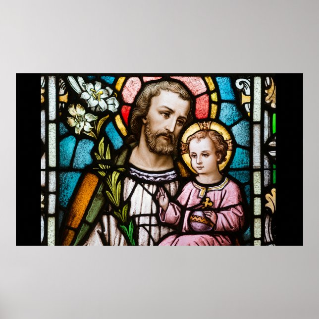 St. Joseph Stains Glass Religious Jesus Poster (Vorne)