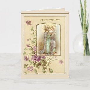 St. Joseph Tag Jesuskind religiös vintage Karte