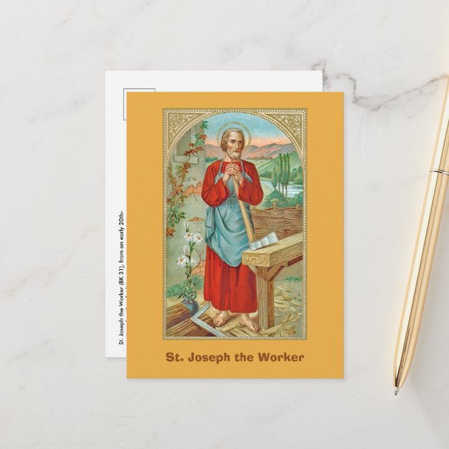 St. Joseph the Worker (BK 31) Postkarte (Vorderseite/Rückseite Beispiel)