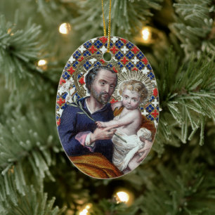 St. Joseph und das Christ Child (DPT 002) Keramik Ornament