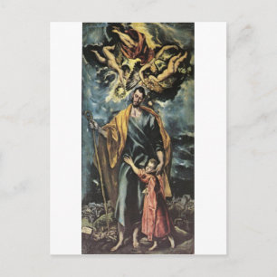 St. Joseph und das Christ Child von El Greco Postc Postkarte