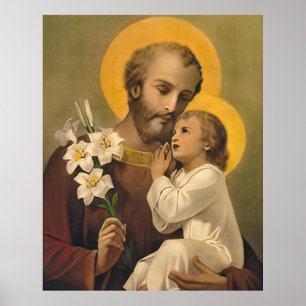 St. Joseph und Kind Jesus katholische Heilige Prin Poster
