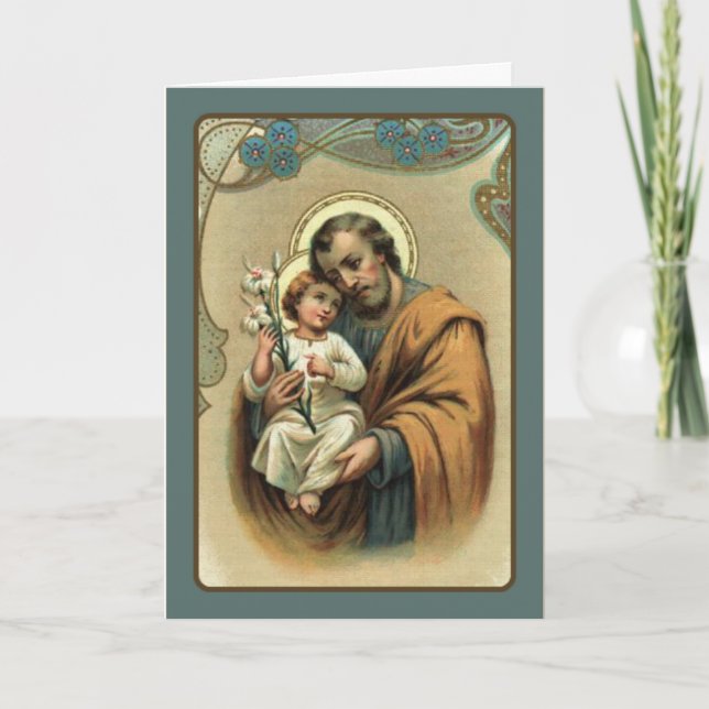 St. Joseph VATHER's DAY Baby Jesus Lily Karte (Vorderseite)