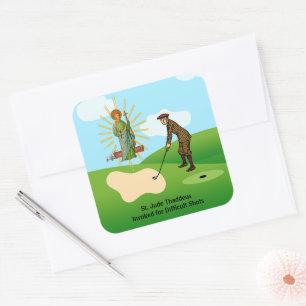 St. Judas Thaddäus & panischer Golfspieler Quadratischer Aufkleber