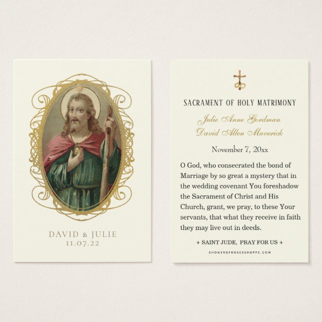 St. Jude Katholic Wedding Prayer Card (Vorne & Hinten)