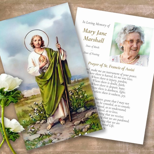 St Jude Prayer Cards (catholic, religious, celebration of life, in loving memory of, prayer cards for bereavement)