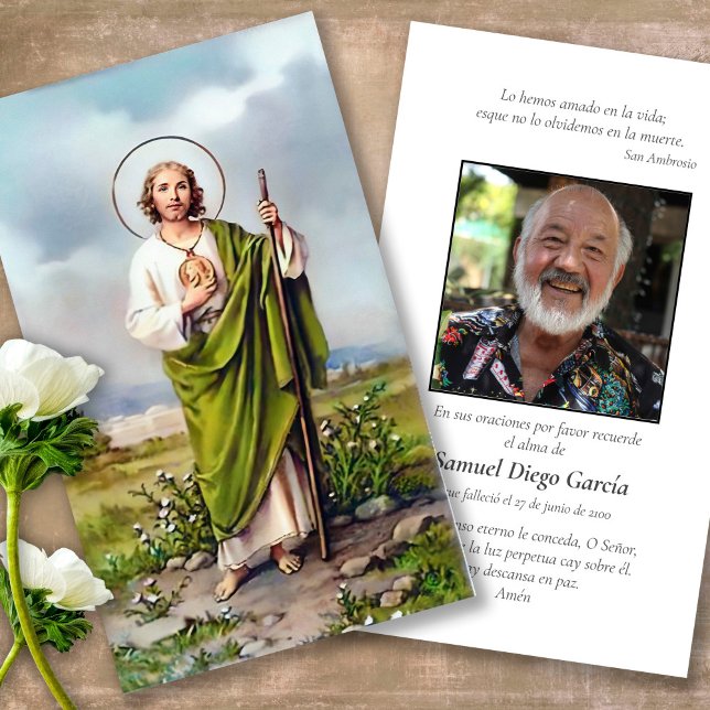 St Jude Spanish Prayer Cards (catholic, religious, celebration of life, in loving memory of, prayer cards for bereavement)