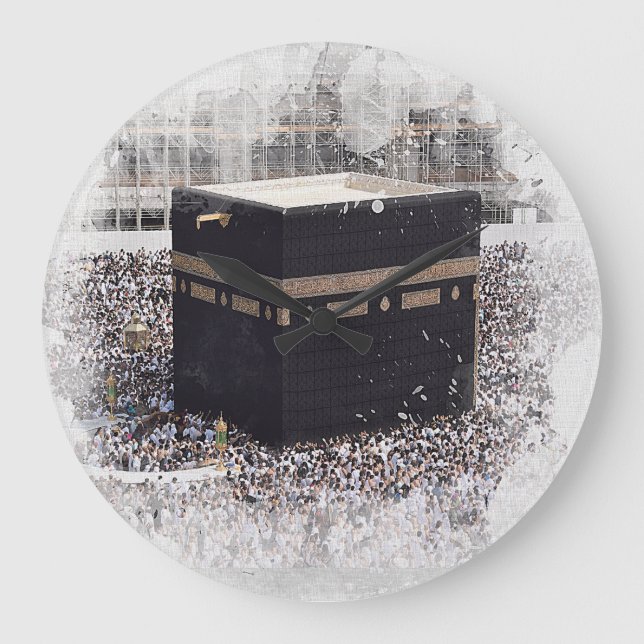 St. Kaaba, Masjid Al Haram, Aquarellbilder Große Wanduhr (Vorderseite)