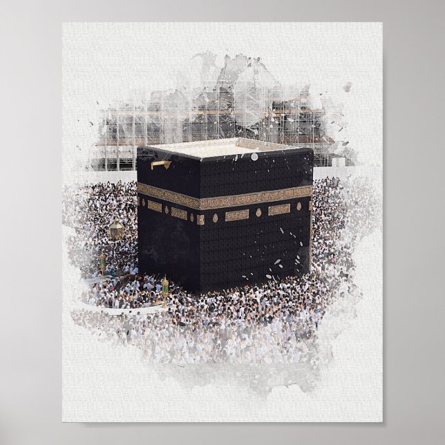 St. Kaaba, Masjid Al Haram, Aquarellbilder Poster (Vorne)